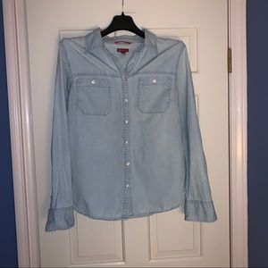 MERONA LIGHT DENIM BUTTON DOWN SHIRT SIZE LARGE